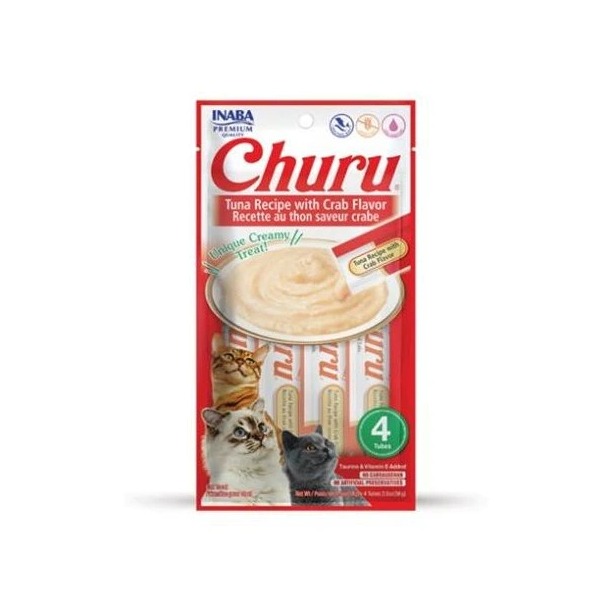 Pamlsok Inaba Churu Pyré cat Tuniak s krabou príchuťou 4 tuby 56 g